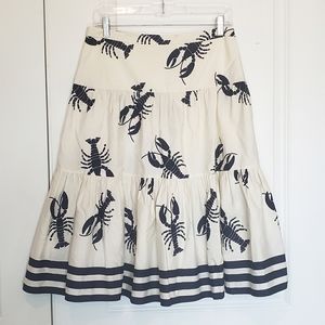 J. Crew Cream Navy Lobster Stripe Tiered Midi Skirt 4
